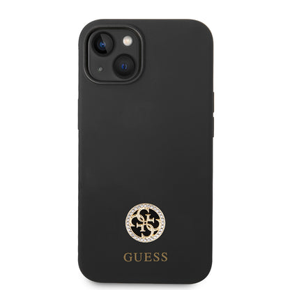iPhone 14 Kılıf Guess Orjinal Lisanslı Yazı ve Taşlı 4G Logolu Silikon Kılıf