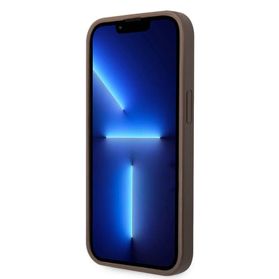 Apple iPhone 14 Kılıf Guess PU Deri Büyük Metal Logo Dizaynlı Kapak Pembe