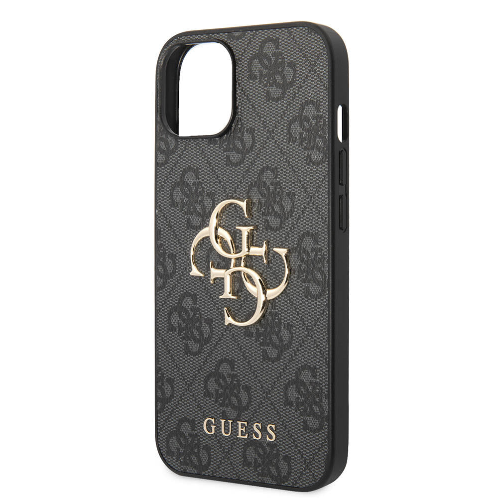 Apple iPhone 14 Kılıf Guess PU Deri Büyük Metal Logo Dizaynlı Kapak Pembe