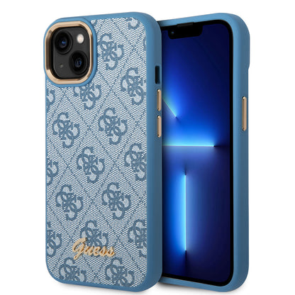 iPhone 14 Kılıf GUESS PU Deri Metal Logo Dizaynlı Kılıf