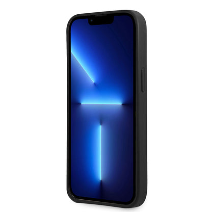 iPhone 14 Kılıf GUESS PU Safran Deri Üçgen Logo Dizayn Kılıf