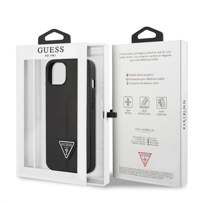 iPhone 14 Kılıf GUESS PU Safran Deri Üçgen Logo Dizayn Kılıf