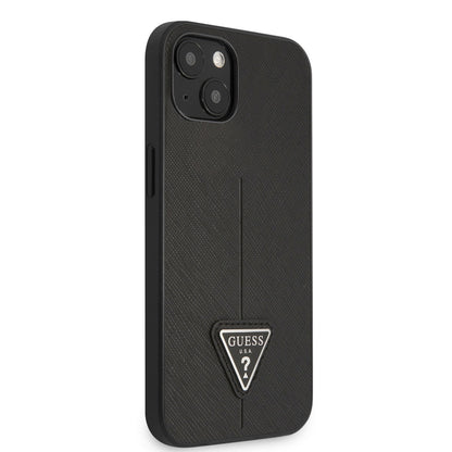 iPhone 14 Kılıf GUESS PU Safran Deri Üçgen Logo Dizayn Kılıf