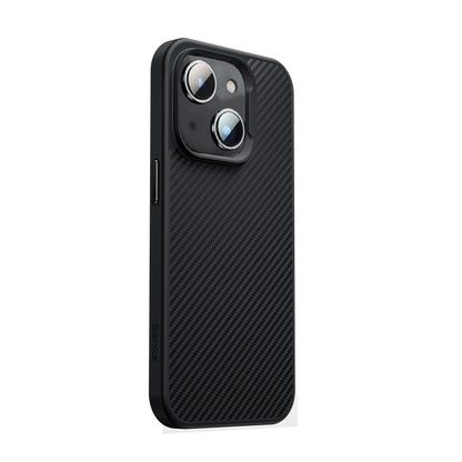 iPhone 14 Kılıf Karbon Fiber M-safe Şarj Özellikli Benks 600D Hybrid Kevlar Kılıf