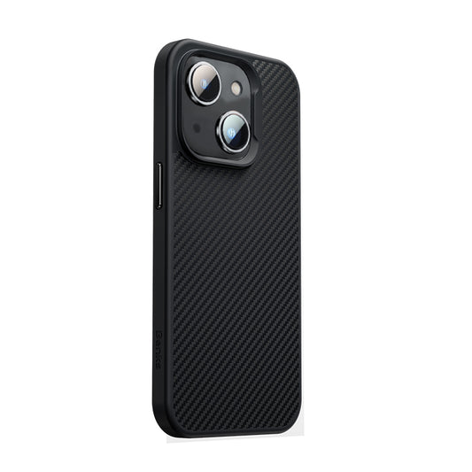 iPhone 14 Kılıf Karbon Fiber M-safe Şarj Özellikli Benks 600D Hybrid Kevlar Kılıf