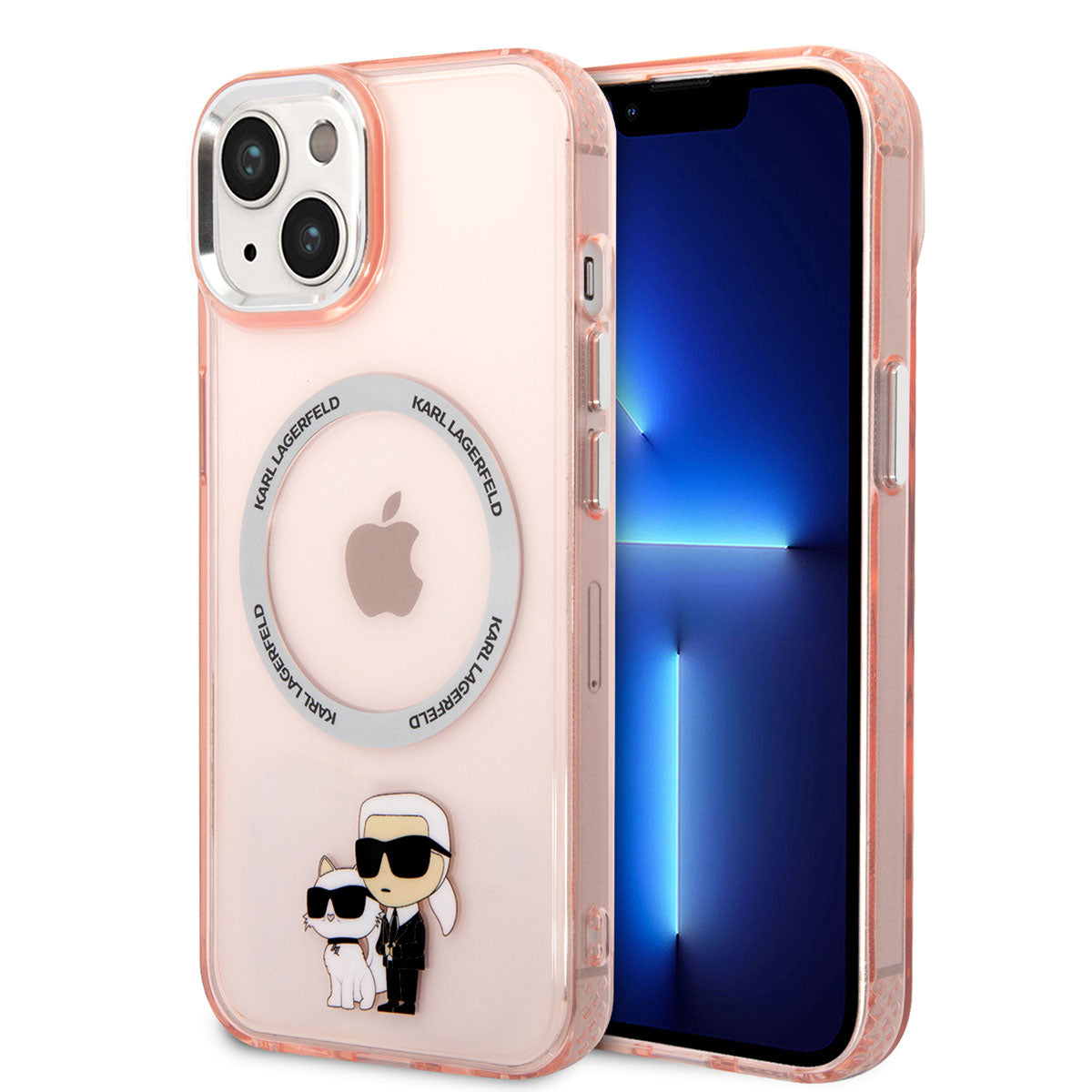 Apple iPhone 14 Kılıf Karl Lagerfeld Magsafe Şarj Özellikli K&C Dizayn Kapak Pembe