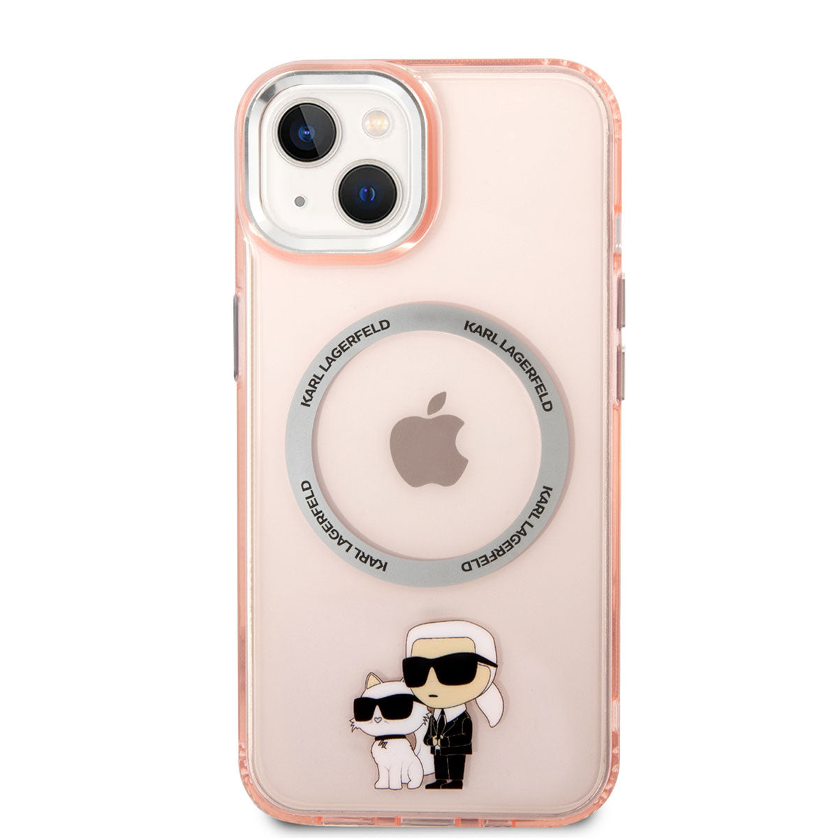 Apple iPhone 14 Kılıf Karl Lagerfeld Magsafe Şarj Özellikli K&C Dizayn Kapak Pembe