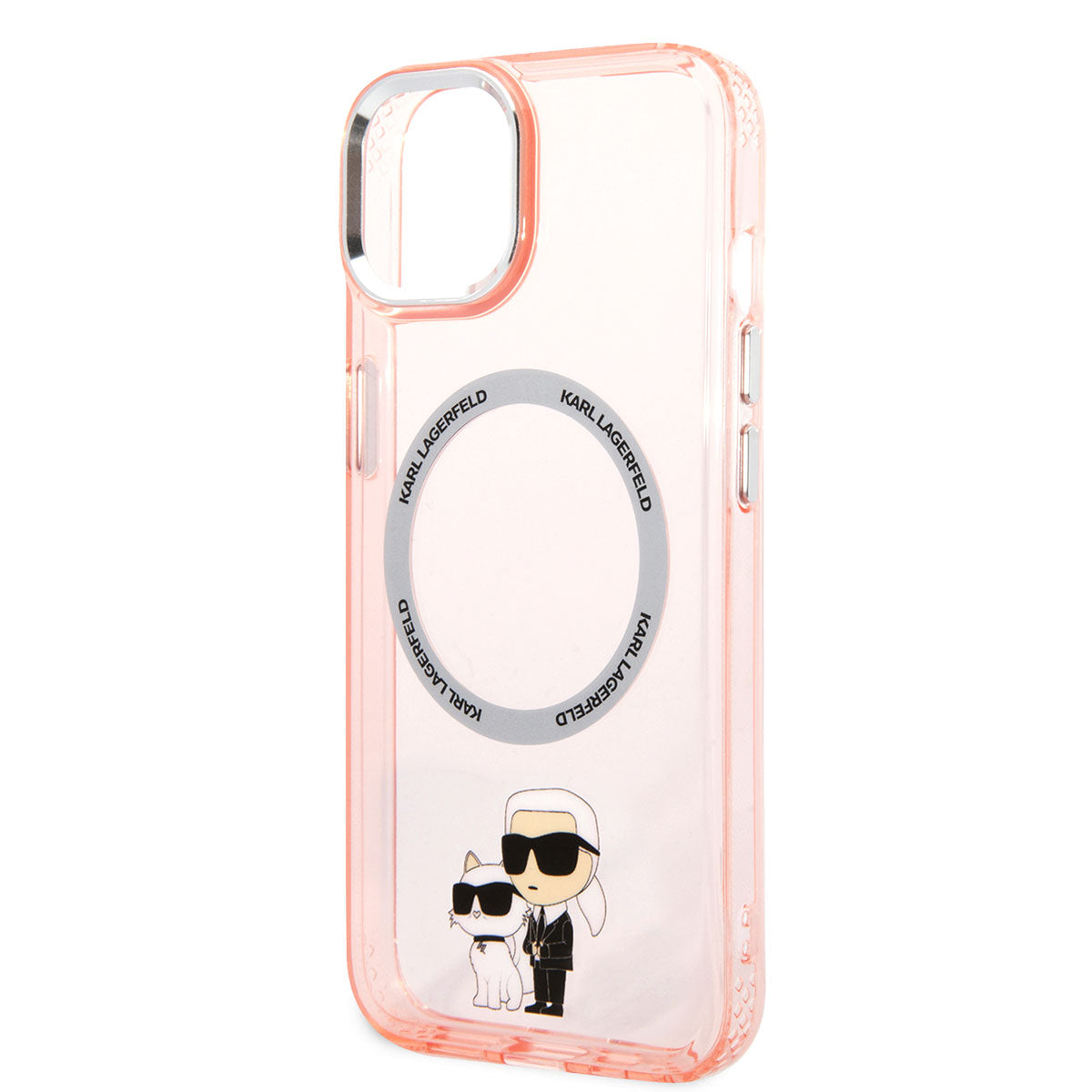 Apple iPhone 14 Kılıf Karl Lagerfeld Magsafe Şarj Özellikli K&C Dizayn Kapak Pembe