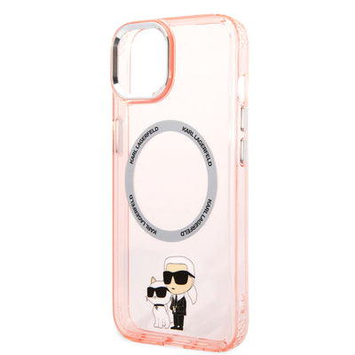 Apple iPhone 14 Kılıf Karl Lagerfeld Magsafe Şarj Özellikli K&C Dizayn Kapak Pembe
