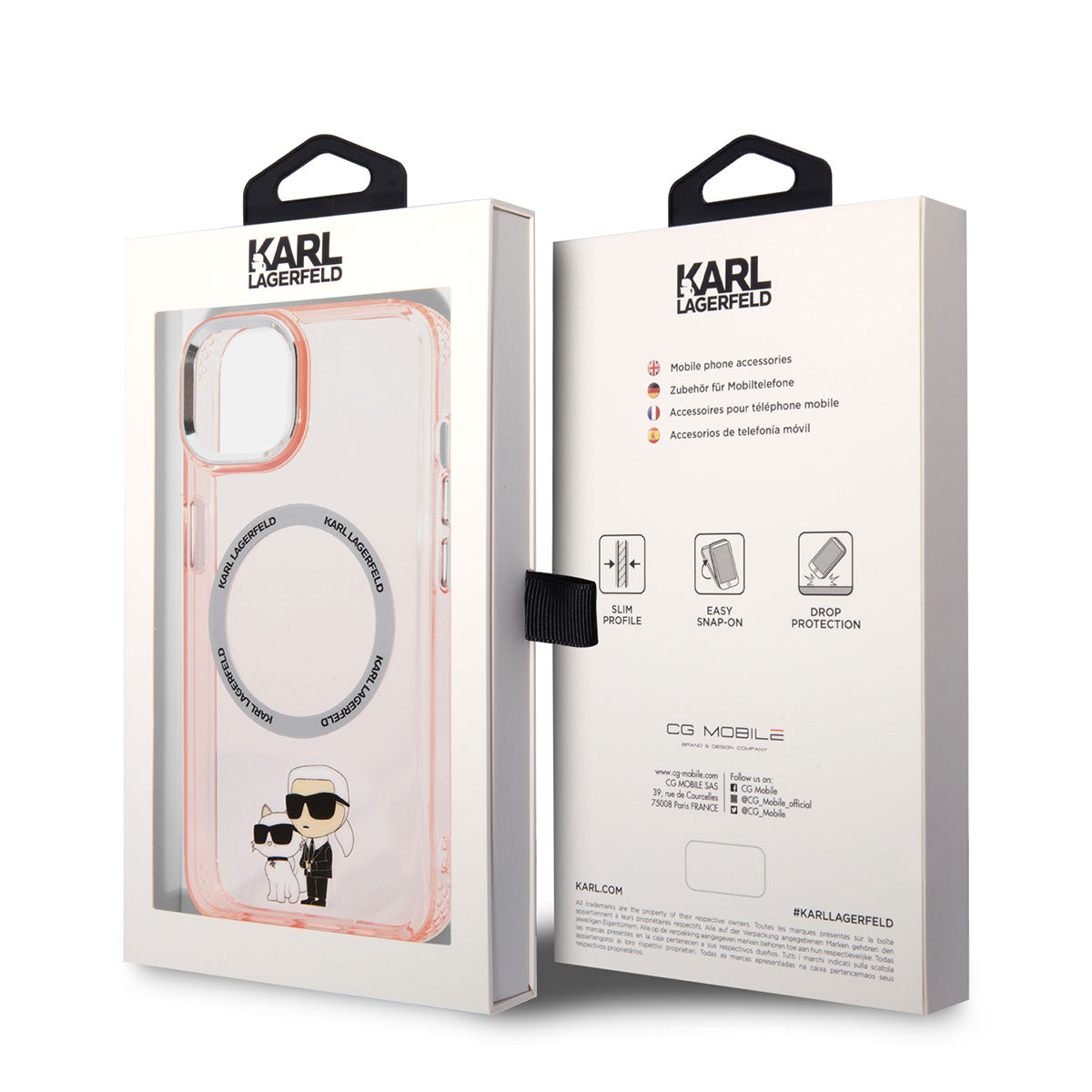 Apple iPhone 14 Kılıf Karl Lagerfeld Magsafe Şarj Özellikli K&C Dizayn Kapak Pembe