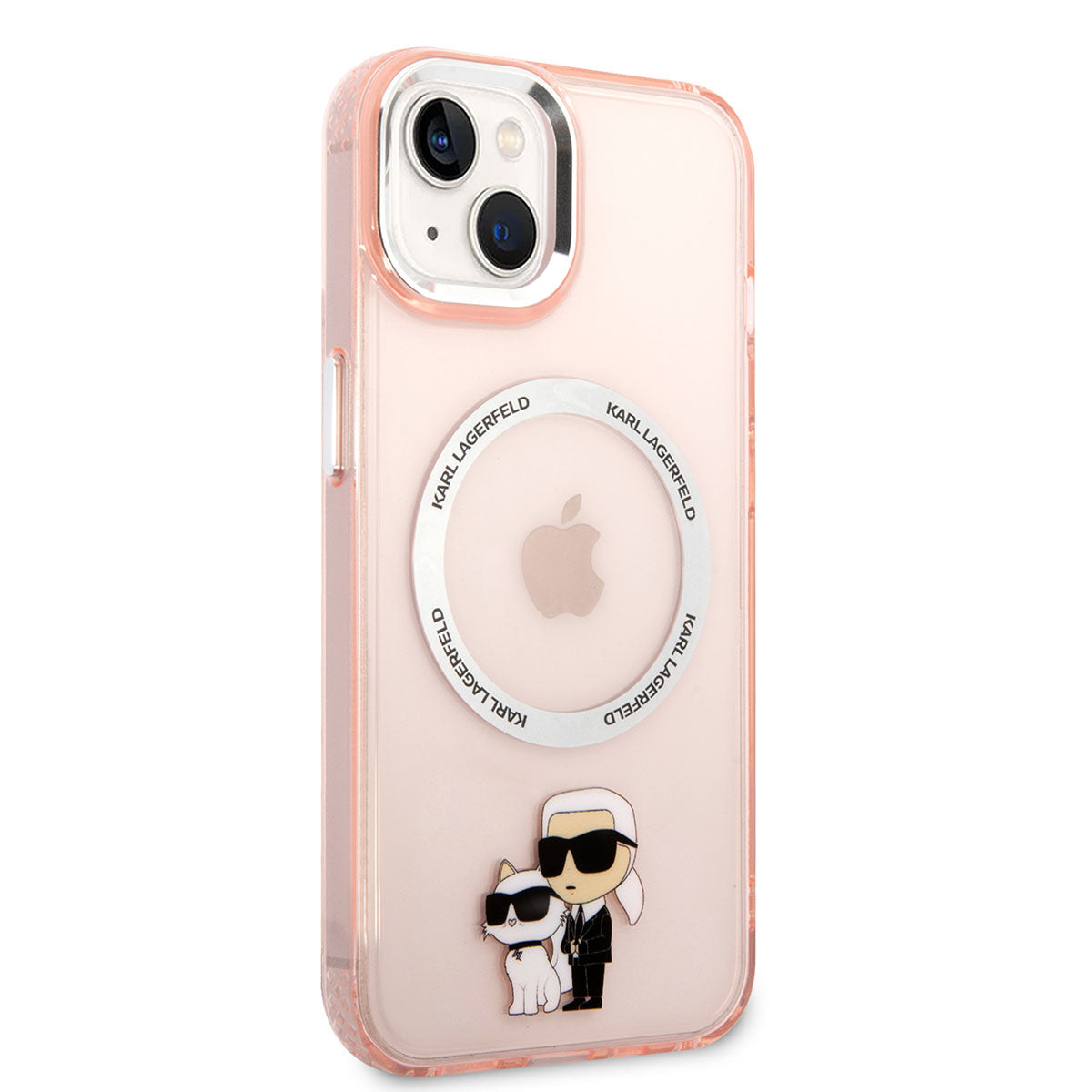 Apple iPhone 14 Kılıf Karl Lagerfeld Magsafe Şarj Özellikli K&C Dizayn Kapak Pembe