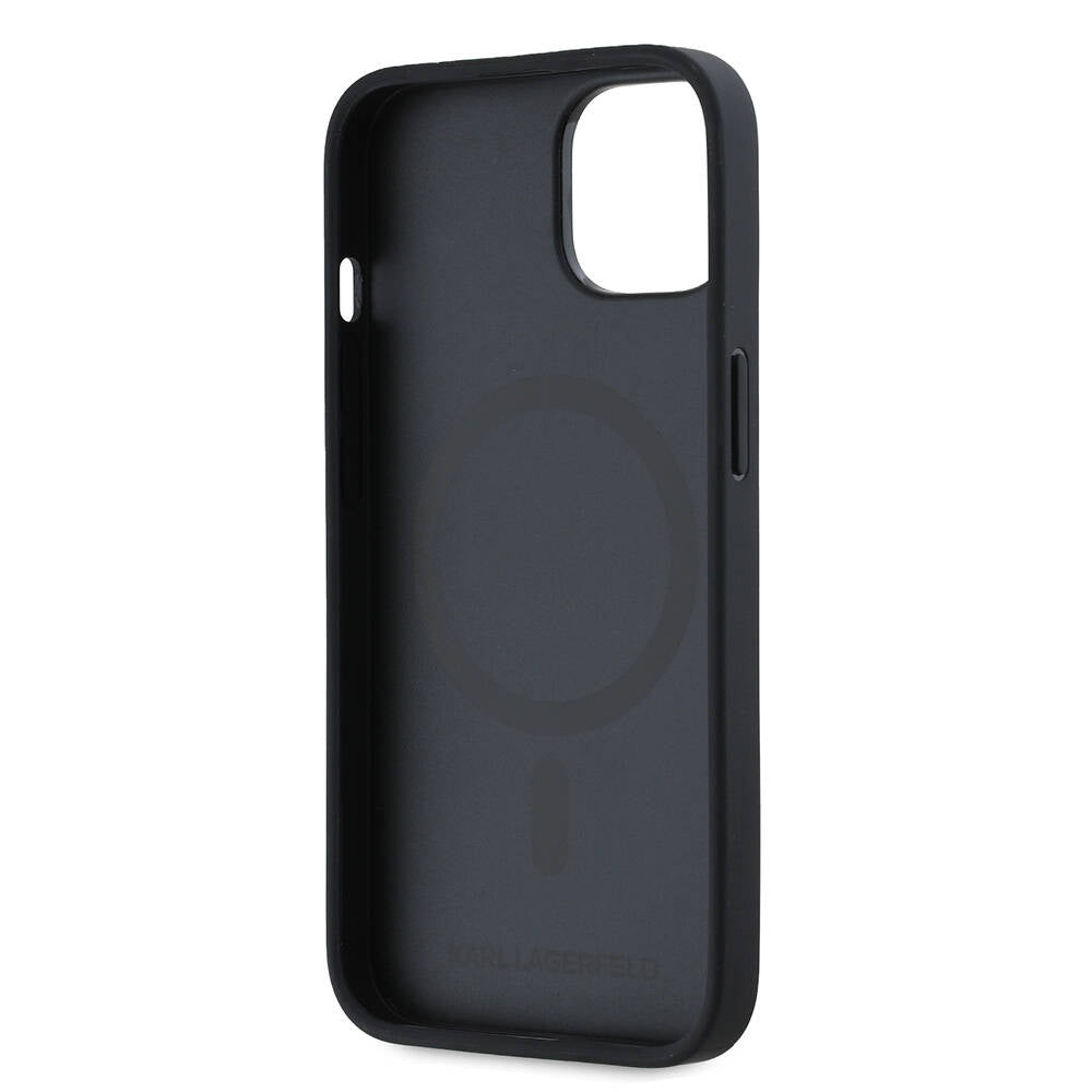 iPhone 14 Kılıf Karl Lagerfeld Orjinal Lisanslı M-safe Şarj Özellikli KL Yazılı Hot Stamp Kılıf