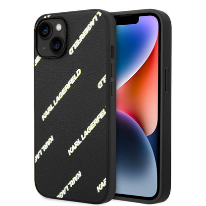 iPhone 14 Kılıf Karl Lagerfeld PU Suni Deri Logolu Dizayn Kılıf