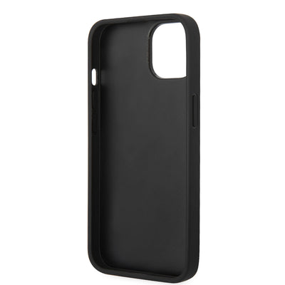 Apple iPhone 14 Kılıf Karl Lagerfeld PU Suni Deri Logolu Dizayn Kapak Siyah