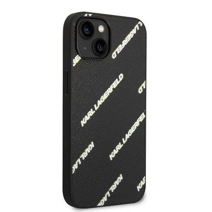 iPhone 14 Kılıf Karl Lagerfeld PU Suni Deri Logolu Dizayn Kılıf