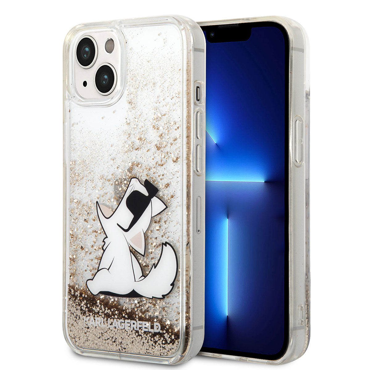 iPhone 14 Kılıf Karl Lagerfeld Sıvılı Simli Choupette Dizayn Kılıf