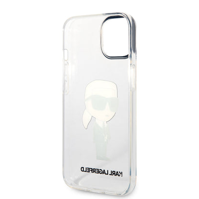 Apple iPhone 14 Kılıf Karl Lagerfeld Transparan İkonik Karl Dizayn Kapak Renksiz