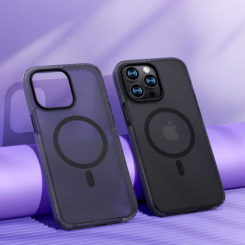 Apple iPhone 14 Kılıf Kenarları Silikon Airbagli Mat Arka Yüzey Benks Icesand Kapak Siyah