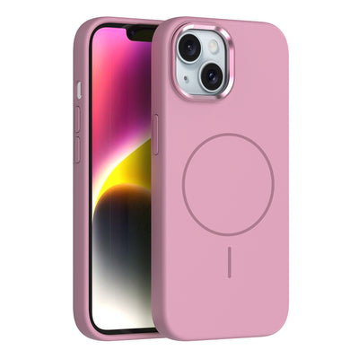 Apple iPhone 14 Kılıf M-Safe Şarj Özellikli Metal Kamera Çerçeveli Zore Edi Silikon Kapak Lila