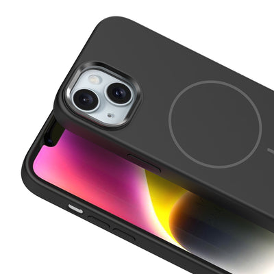 Apple iPhone 14 Kılıf M-Safe Şarj Özellikli Metal Kamera Çerçeveli Zore Edi Silikon Kapak Rose Gold