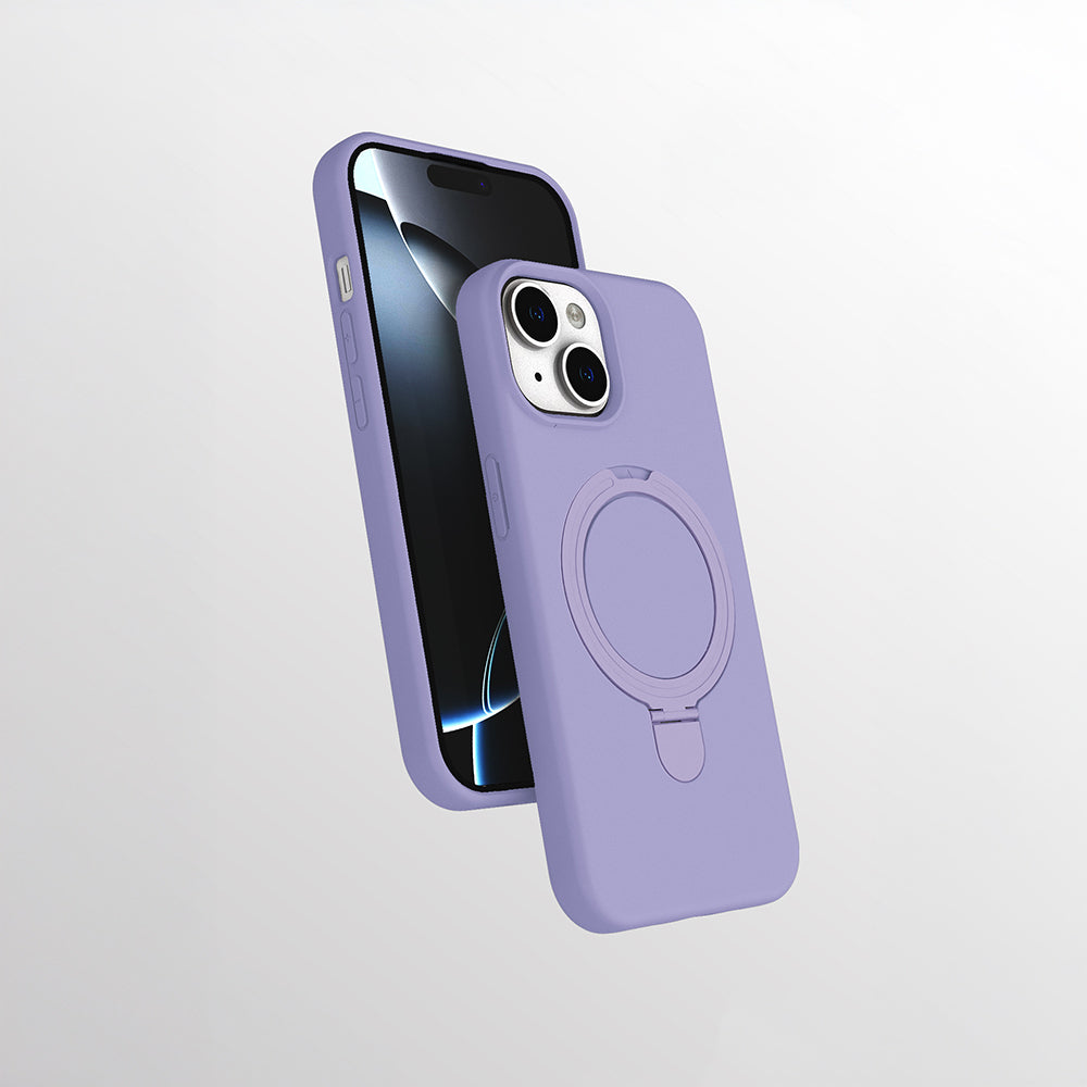 Apple iPhone 14 Kılıf M-safe Şarj Özellikli Standlı Zore Samara Kapak Turuncu