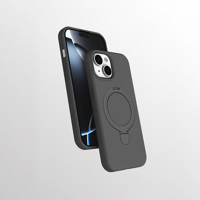 Apple iPhone 14 Kılıf M-safe Şarj Özellikli Standlı Zore Samara Kapak Titanyum-Gri