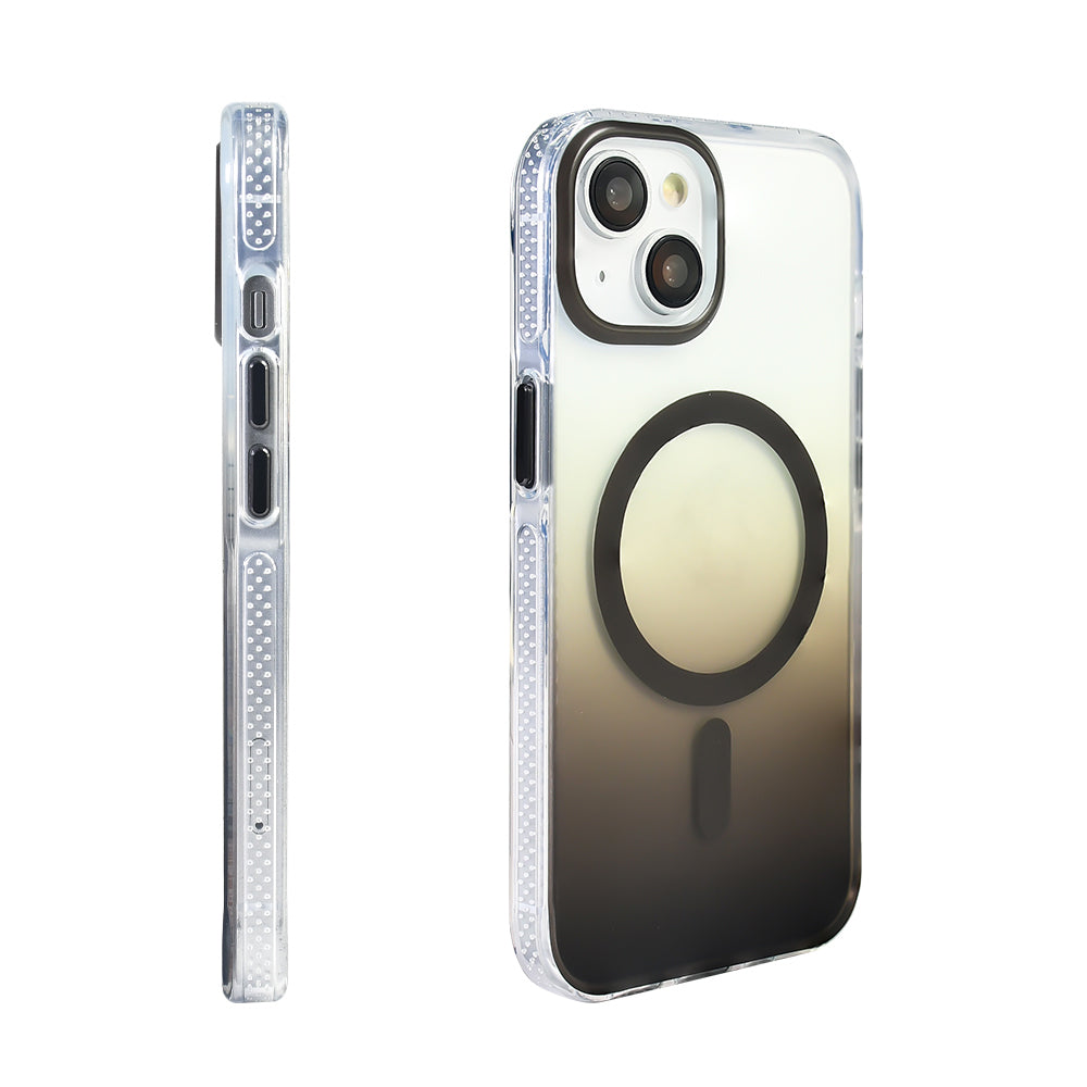 Apple iPhone 14 Kılıf M-safe Şarj Özellikli Transparan Renk Geçişli Zore Toros Kapak Lila