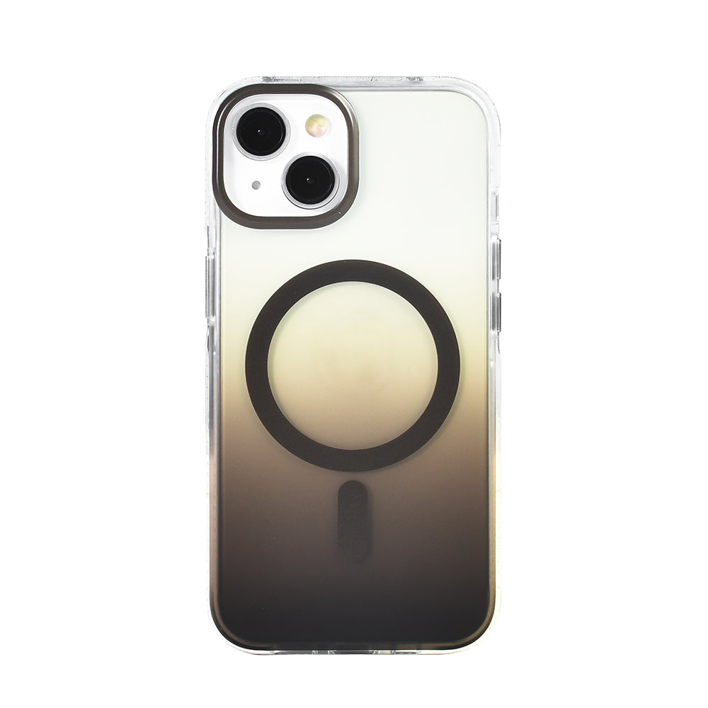 Apple iPhone 14 Kılıf M-safe Şarj Özellikli Transparan Renk Geçişli Zore Toros Kapak Turuncu