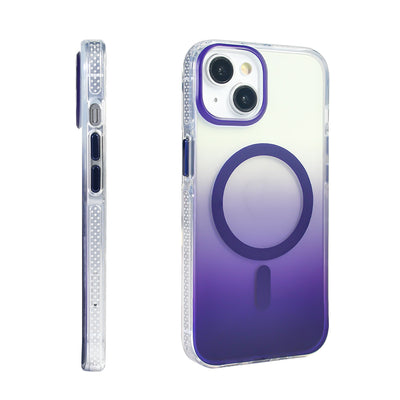 Apple iPhone 14 Kılıf M-safe Şarj Özellikli Transparan Renk Geçişli Zore Toros Kapak Mor