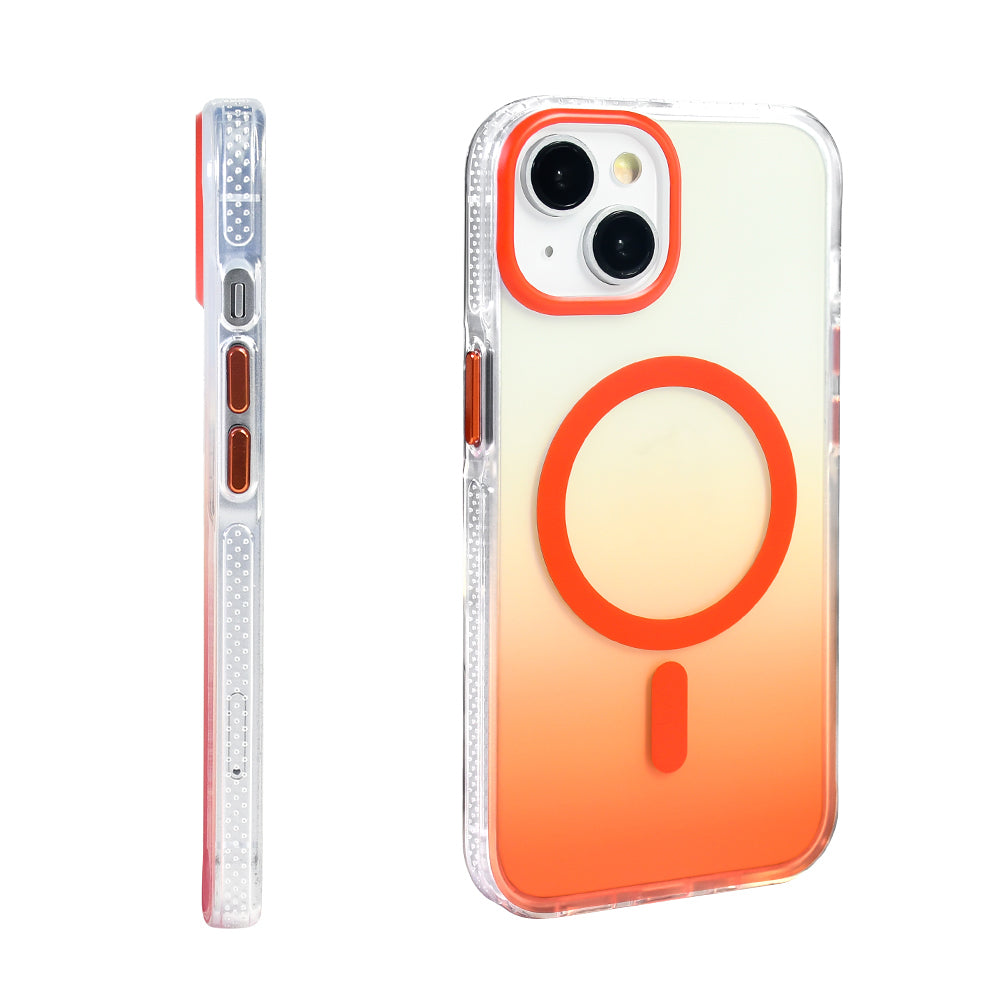 Apple iPhone 14 Kılıf M-safe Şarj Özellikli Transparan Renk Geçişli Zore Toros Kapak Lila