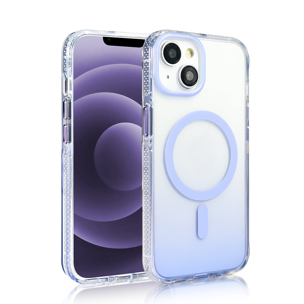 Apple iPhone 14 Kılıf M-safe Şarj Özellikli Transparan Renk Geçişli Zore Toros Kapak Rose Gold