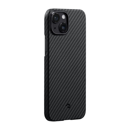 iPhone 14 Kılıf M-safe Şarj Özellikli 1500D Aramid Fiber Pitaka Ultra-Slim Classic Serisi Black-Grey Twill Kılıf