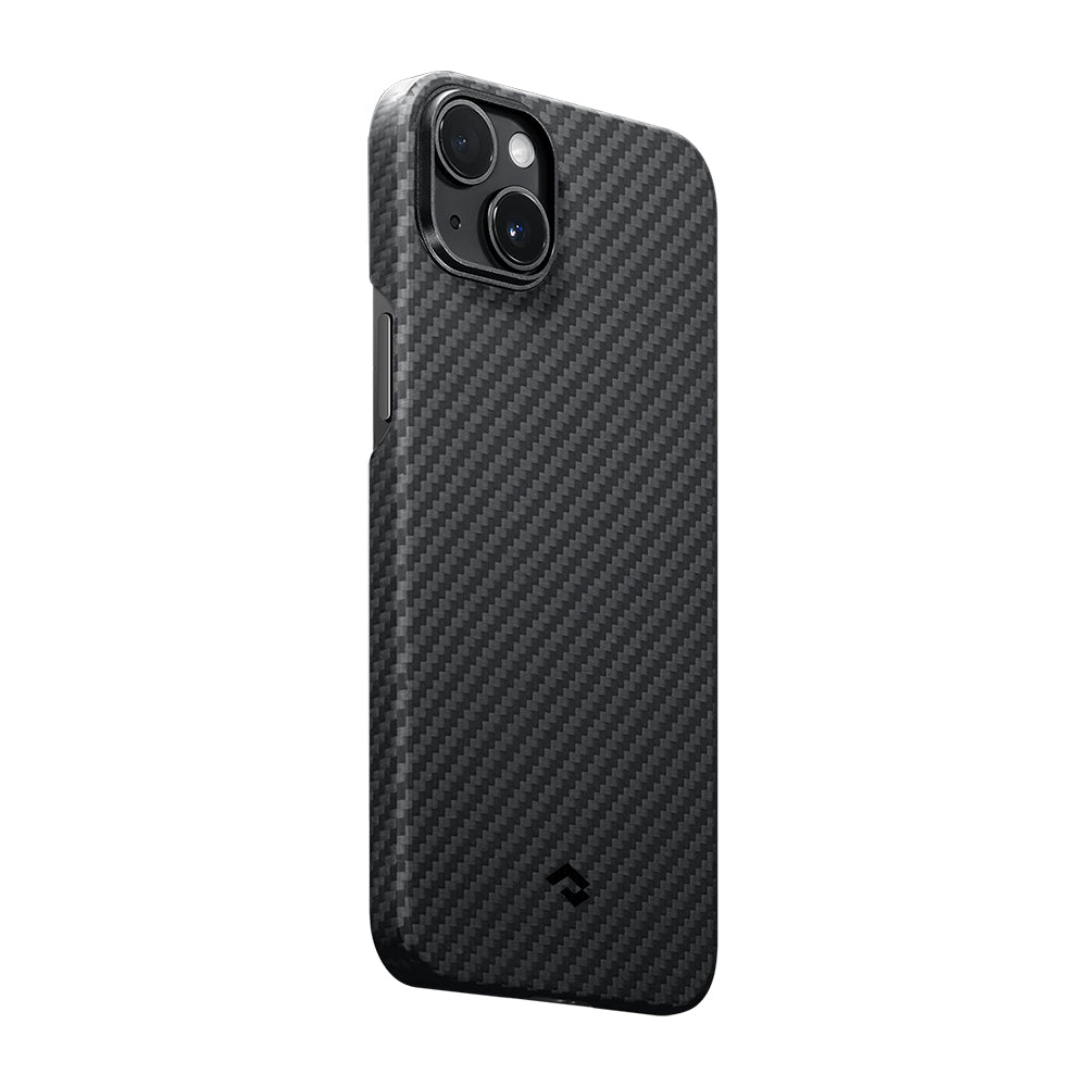 Apple iPhone 14 Kılıf Magsafe Şarj Özellikli 1500D Aramid Fiber Pitaka Ultra-Slim Classic Serisi Black-Grey Twill Kapak Siyah-Gri