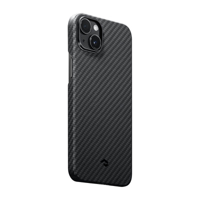 Apple iPhone 14 Kılıf Magsafe Şarj Özellikli 1500D Aramid Fiber Pitaka Ultra-Slim Classic Serisi Black-Grey Twill Kapak Siyah-Gri