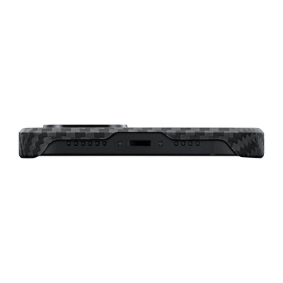 Apple iPhone 14 Kılıf Magsafe Şarj Özellikli 1500D Aramid Fiber Pitaka Ultra-Slim Classic Serisi Black-Grey Twill Kapak Siyah-Gri