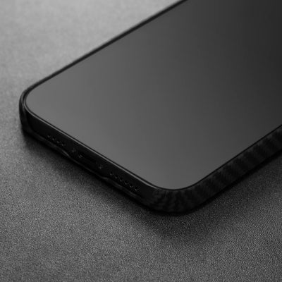 Apple iPhone 14 Kılıf Magsafe Şarj Özellikli 1500D Aramid Fiber Pitaka Ultra-Slim Classic Serisi Black-Grey Twill Kapak Siyah-Gri