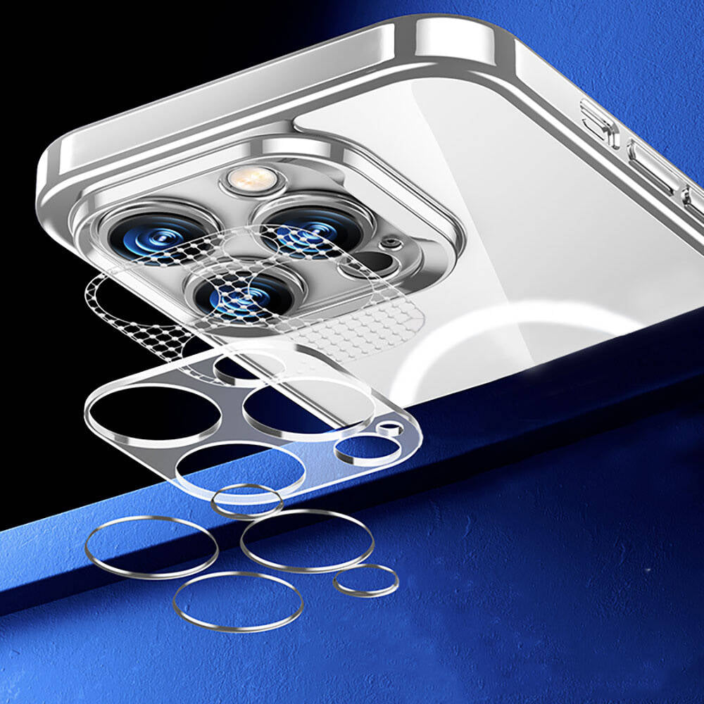 Apple iPhone 14 Kılıf Magsafe Şarj Özellikli Cam Yüzey Benks Electroplated Kapak Siyah