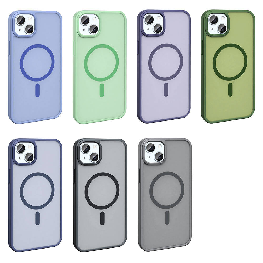 Apple iPhone 14 Kılıf M-safe Şarj Özellikli Mat Arka Yüzey Zore Sio Kapak Lila