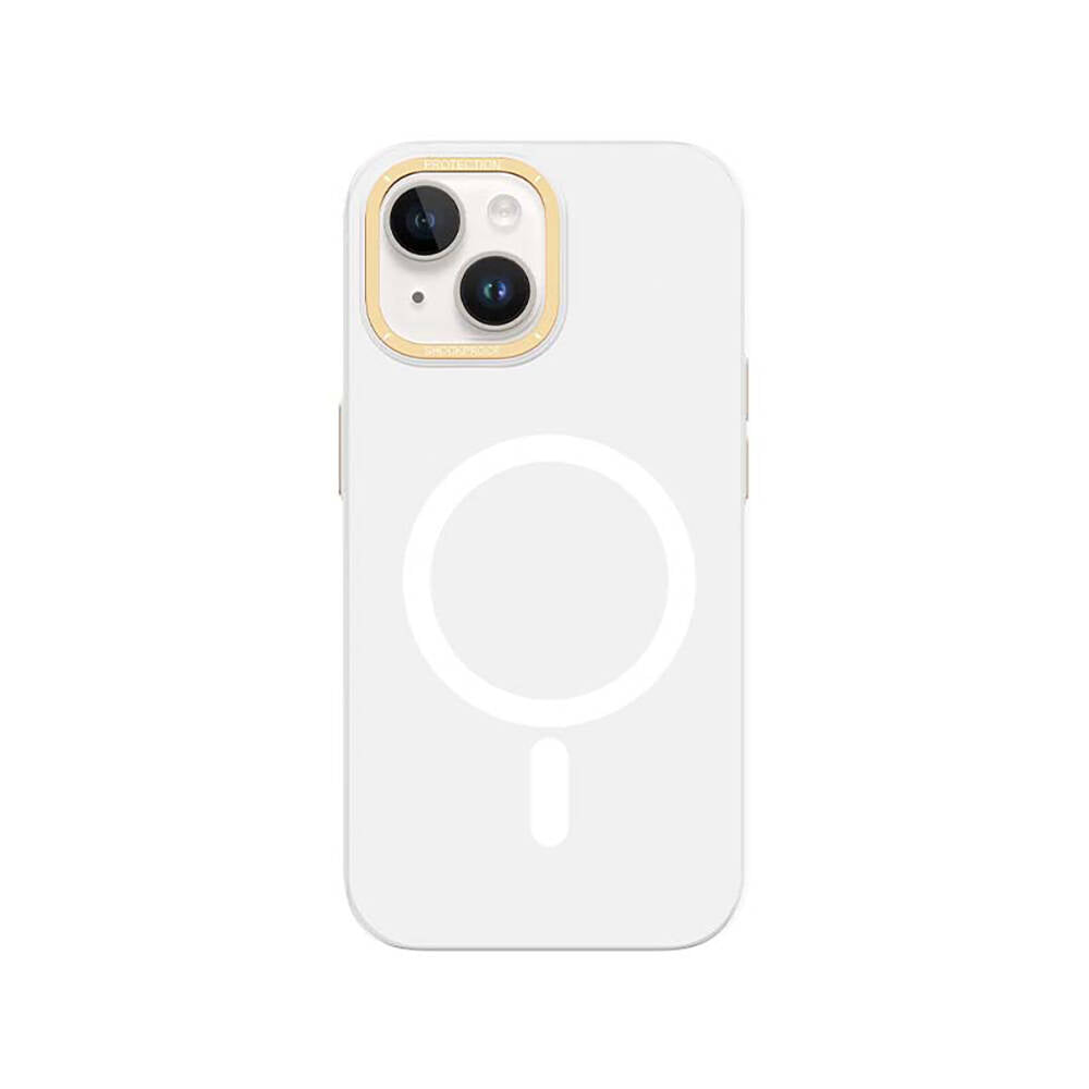 iPhone 14 Kılıf M-safe Şarj Özellikli Metal Kamera Çerçeveli Recci Glaze Serisi Kılıf