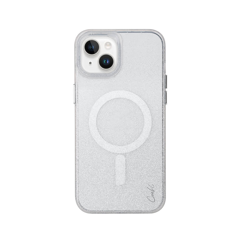 Apple iPhone 14 Kılıf Magsafe Şarj Özellikli Simli Arka Yüzey Coehl Lumino Kapak Gümüş