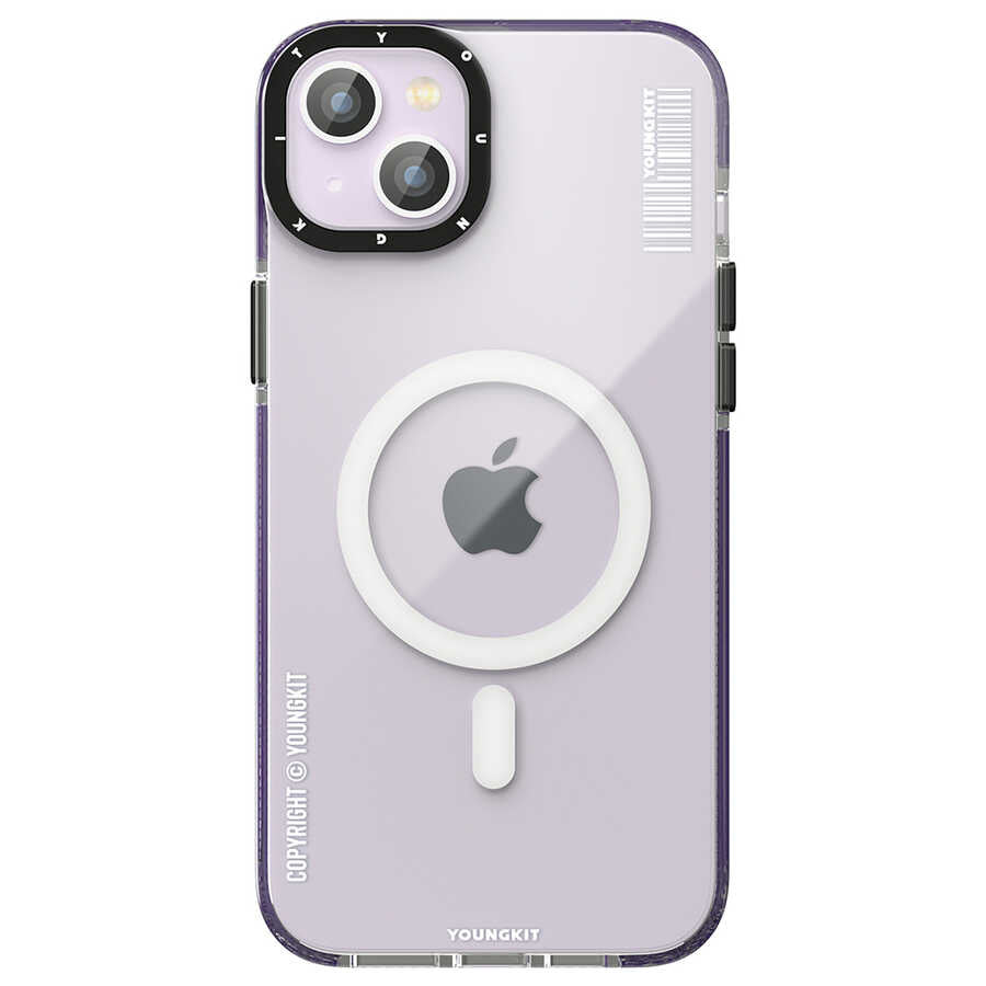 Apple iPhone 14 Kılıf Magsafe Şarj Özellikli YoungKit Exquisite Serisi Kapak Mor