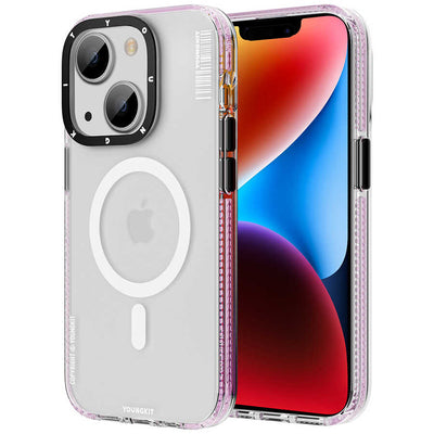 Apple iPhone 14 Kılıf Magsafe Şarj Özellikli Youngkit Jane Sand Serisi Kapak Pembe