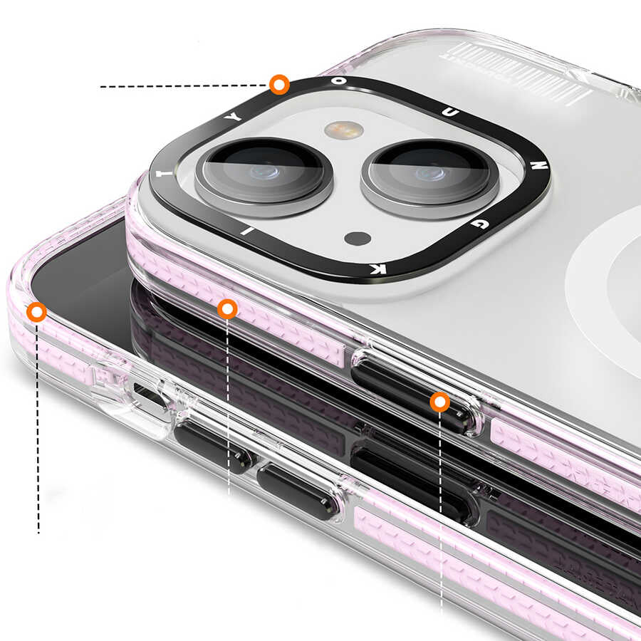 Apple iPhone 14 Kılıf Magsafe Şarj Özellikli Youngkit Jane Sand Serisi Kapak Pembe