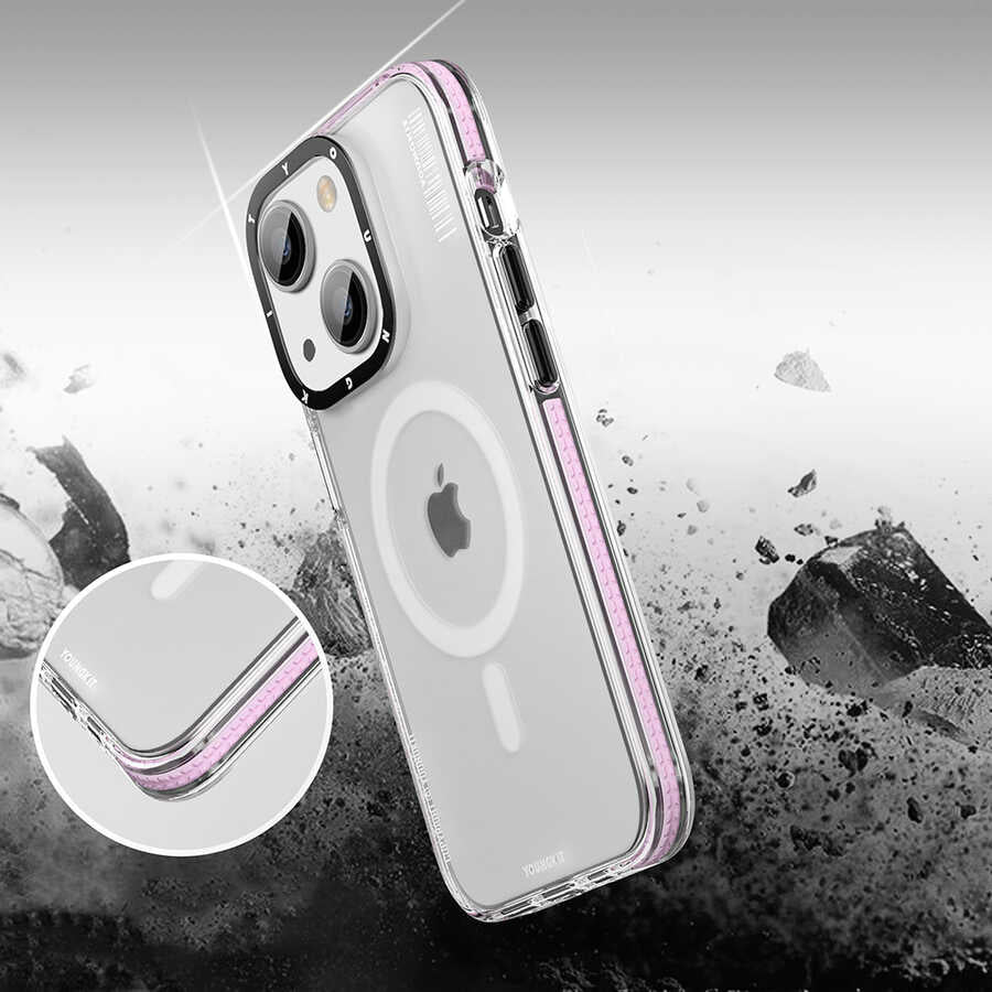 Apple iPhone 14 Kılıf Magsafe Şarj Özellikli Youngkit Jane Sand Serisi Kapak Siyah