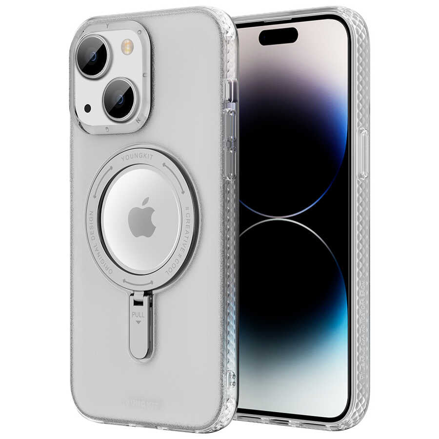 Apple iPhone 14 Kılıf Magsafe Şarj Özellikli Youngkit Rock Serisi Kapak Beyaz