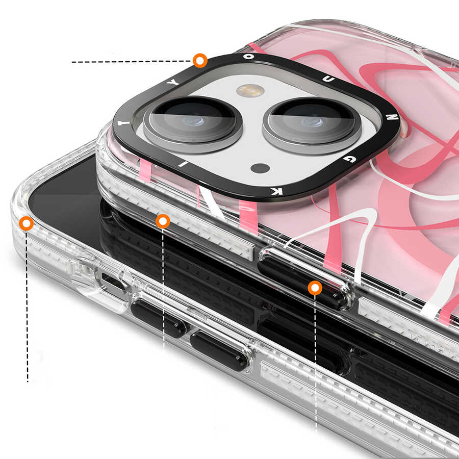 Apple iPhone 14 Kılıf Magsafe Şarj Özellikli Youngkit Water-Ink Serisi Kapak Siyah
