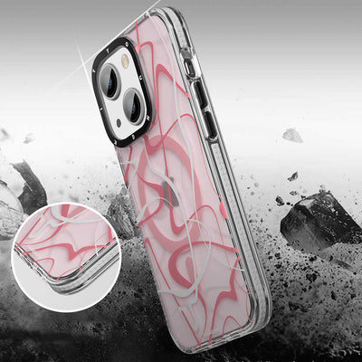 Apple iPhone 14 Kılıf Magsafe Şarj Özellikli Youngkit Water-Ink Serisi Kapak Kırmızı