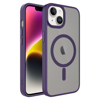 iPhone 14 Kılıf Mat Arka Yüzey Wireless Şarj Özellikli Zore Flet M-safe Kılıf