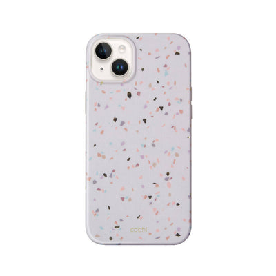 Apple iPhone 14 Kılıf Mozaik Desenli Coehl Terrazzo Kapak Gri