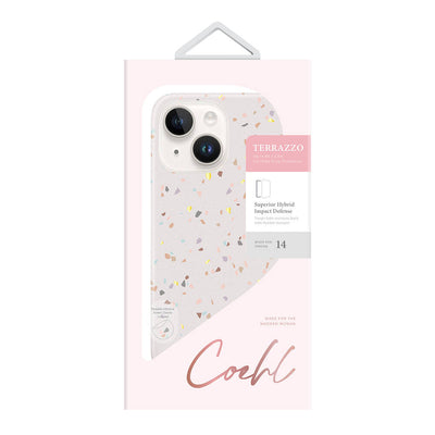Apple iPhone 14 Kılıf Mozaik Desenli Coehl Terrazzo Kapak Gri
